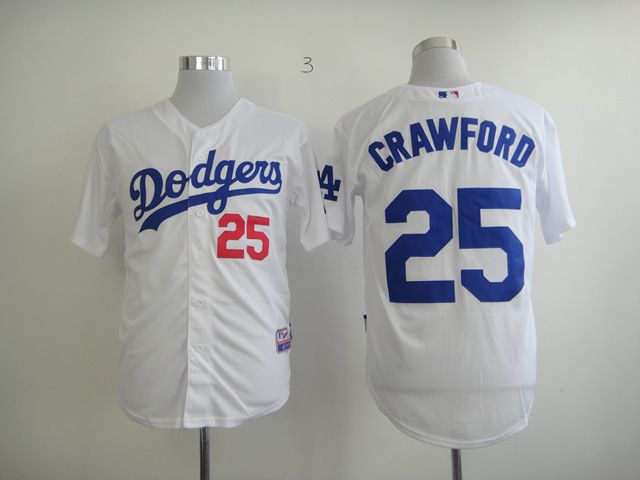 Men Los Angeles Dodgers 25 Crawford White MLB Jerseys